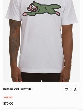 Icecream White Tee with Green and Pink Running Dog Graphic